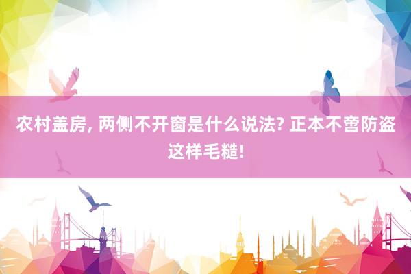 农村盖房, 两侧不开窗是什么说法? 正本不啻防盗这样毛糙!