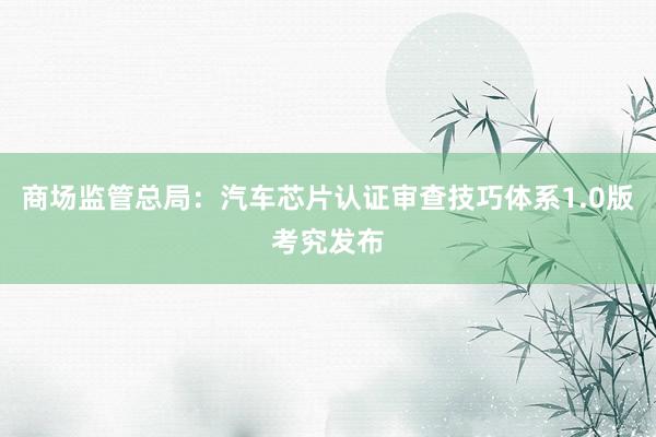 商场监管总局：汽车芯片认证审查技巧体系1.0版考究发布